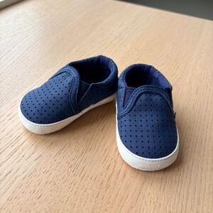 Janie and Jack- navy slip on baby shoe, 0-3 months